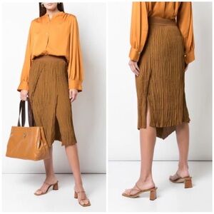 Vince Crinkle Pleated Asymmetrical Midi Skirt XS